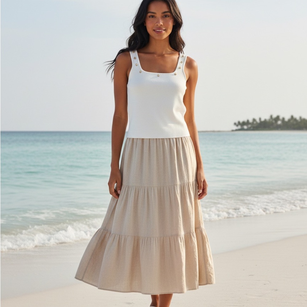 ✨HOST PICK✨ Lauren Conrad White Beach Embellished Tank Top